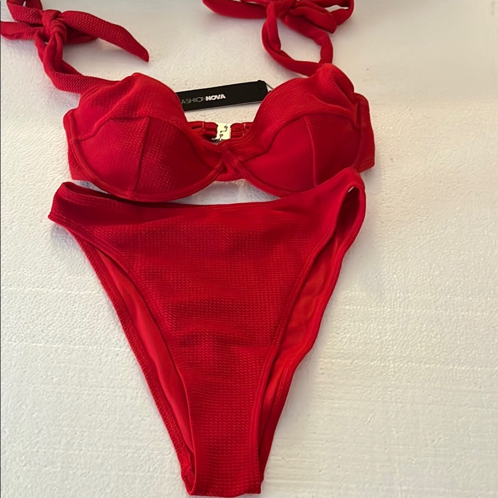 Fashion Nova Vibrant Red Bikini Set